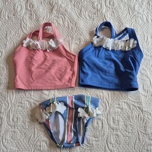 Hanna Andersson girls size 80 or 18-24 months 2 swim tops, 1 swim bottom set 2